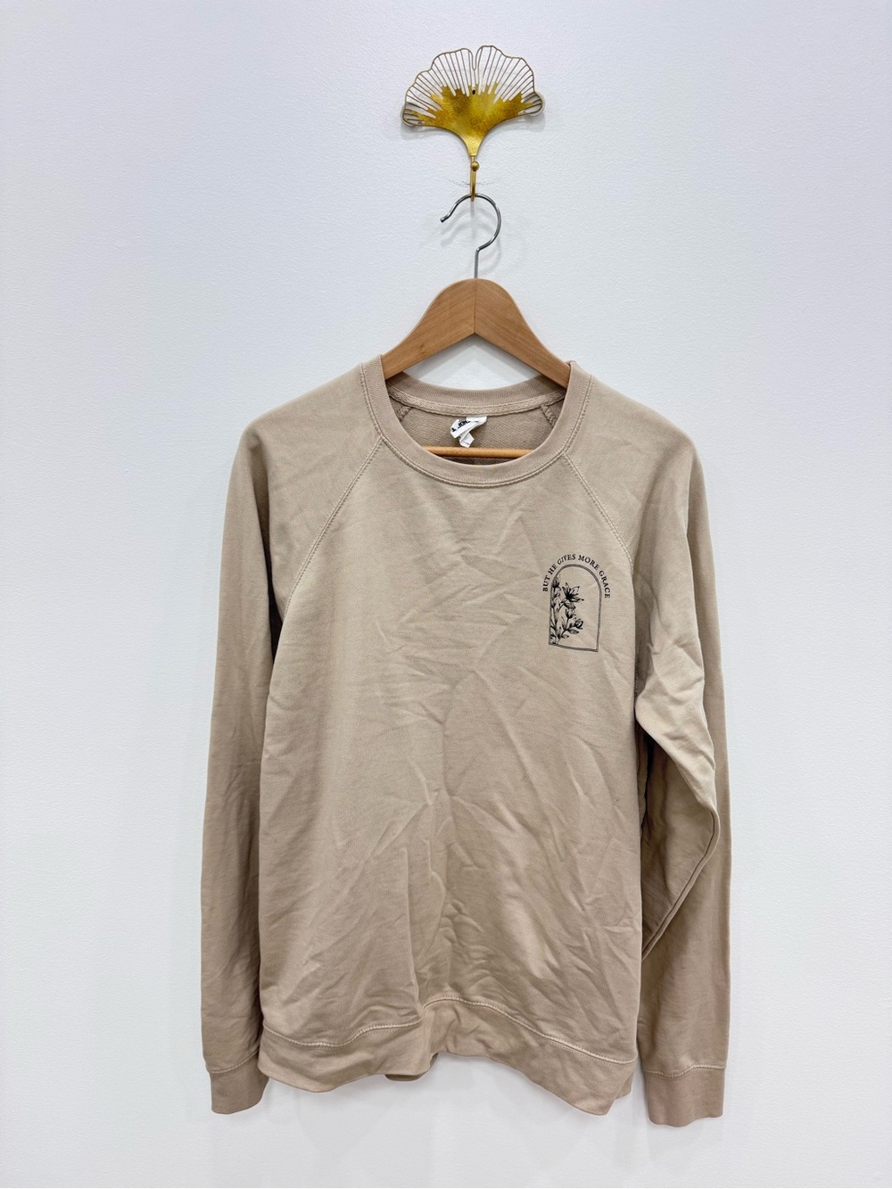 But he gives more grace Christian beige neutral sweatshirt Crewneck sweater XL